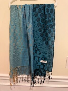 pashmina Teal Jacquard Dot Pattern Wrap